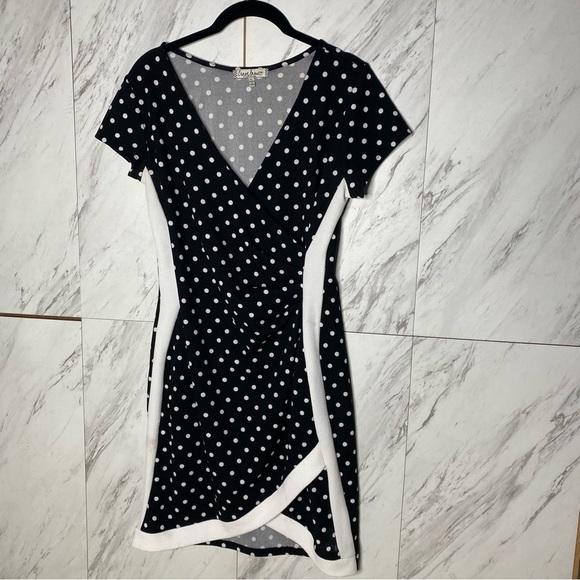 Vintage Inspired Polka Dot Stretch Wrap Dress SZ XL - Picture 2 of 5